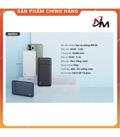PIN DỰ PHÒNG REMAX RPP-96 - 10000MAH