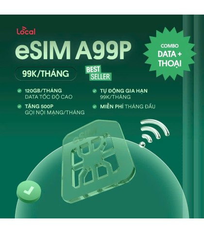 ESIM Local A99P - 4GB/Ngày - Free nội mạng