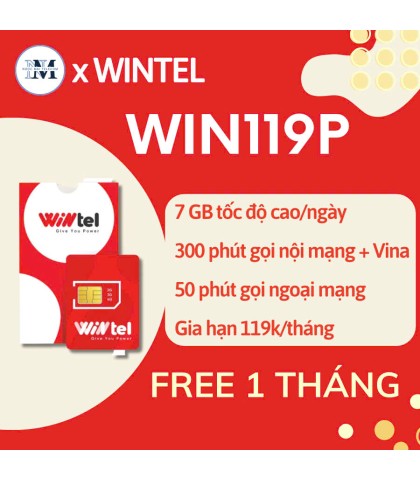 Sim 4G Wintel Vina Win119P - 7GB/ngày