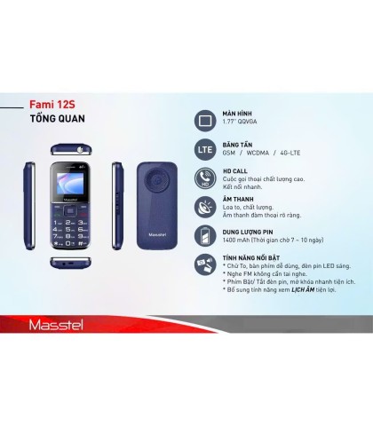 Điện Thoại Masstel Fami 12S 4G Hàng Mới Nguyên Hộp - Bảo Hành Chính Hãng