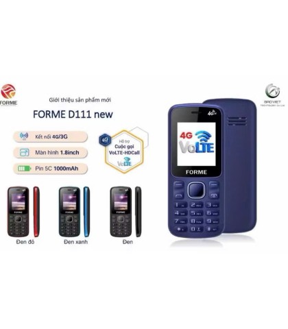 Điện thoại bàn phím Forme D111 4G (Mẫu mới) - Hàng chín hãng - BH 12 Tháng  