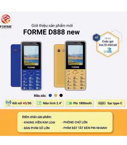 Điện thoại bàn phím Forme D888 (Mẫu mới) - New - Hàng chính hãng
